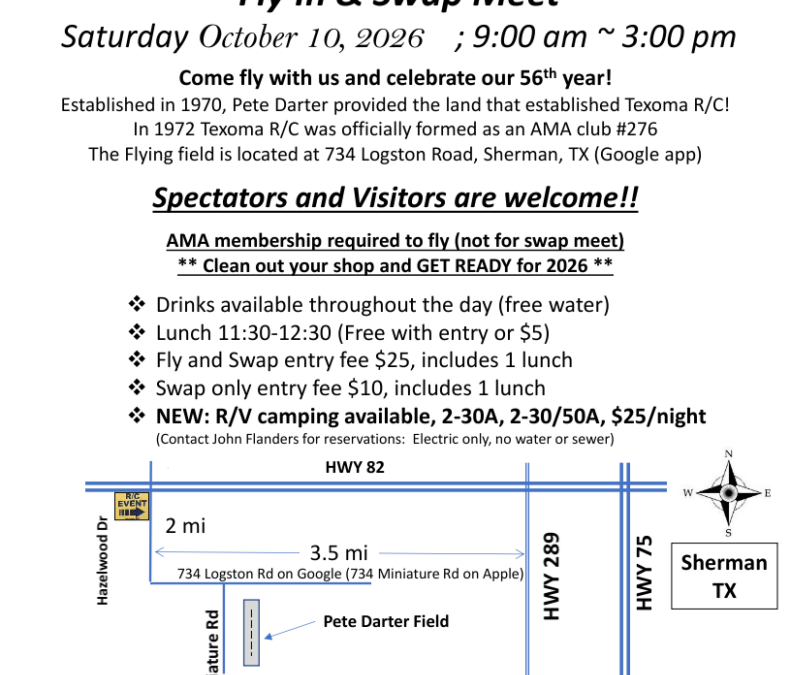 TexomaRC Pete Darter Fly-In & Swap Meet